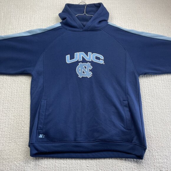 Vintage Starter UNC North Carolina Blue Fleece Hoodie Sweatshirt Size XL Read - Picture 5 of 16